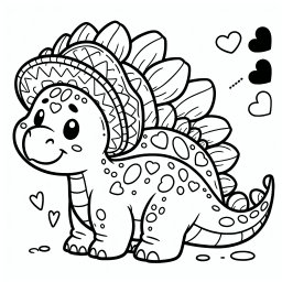 Herziger Tiefflieger – Tags: Stegosaurus, Ausmalbild, Dinosaurier, Kreativität, Dschungel.