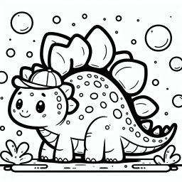 Fröhlicher Blasensaurier - Tags: Stegosaurus, Ausmalbild, Urzeit, Dinosaurier, Kreativität