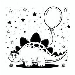 Fröhlicher Ballonsaurier – Tags: #Stegosaurus #Dinosaurier #Urzeit #Ausmalspaß #Laubfresser