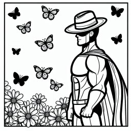 Ruhiger Schmetterlingsheld - Tags: #Superhelden #KreativitätFördern #Ausmalbild #Schmetterlinge #Fantasiereise