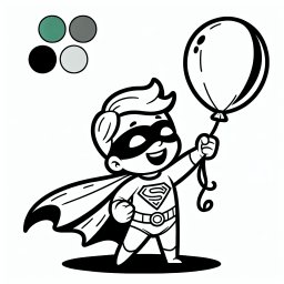 Luftiger Held - Superheld, Ausmalbild, Magischer Luftballon, Kreativität, Kinderkunst