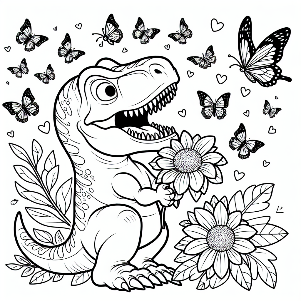 Tauche ein in die aufregende Welt der Dinosaurier und entdecke ein besonderes „Geheimnis“ über unseren lustigen T-Rex! Dieser mächtige Schreckenszahn, bekannt für seine großen Zähne und immense Kraft, hat eine sanfte Seite, die viele nicht kennen. Heute hält unser Raubsaurier eine hübsche Blume in seinen kurzen Armen und wird von fröhlich flatternden Schmetterlingen begleitet. Wer hätte gedacht, dass ein T-Rex solch zarte Momente genießen kann?
Wenn du das Bild ausmalst, kannst du deiner Kreativität freien Lauf lassen! Vielleicht entscheidest du, den T-Rex in leuchtenden Farben zu gestalten oder den Schmetterlingen ein besonderes Muster zu geben. Wusstest du übrigens, dass einige Forscher glauben, Dinosaurier könnten farbenfroh wie Vögel gewesen sein? Also scheue dich nicht, deiner Fantasie freien Lauf zu lassen!
Und hier ist das „Geheimnis“: Dieser T-Rex liebt es, die Schmetterlinge zu zählen, die um ihn herumfliegen. Wie viele Schmetterlinge kannst du finden? Vielleicht möchtest du ihnen sogar noch ein paar Freunde malen!
Tags: