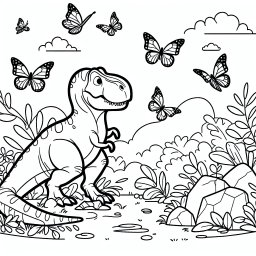 Schmetterlingsreißer – #T-Rex, #Dinosaurier, #Ausmalbild, #Kreativität, #Bunt
