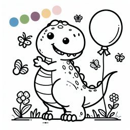 Ballon-Rex – #Dinosaurier #Ausmalbild #TyrannosaurusRex #Fantasiereise #Kinderträume
