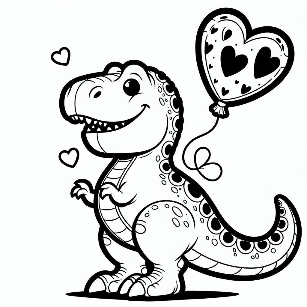 In einem geheimnisvollen Tal, verborgen hinter hohen Bergen, lebte ein fröhlicher Tyrannosaurus Rex namens Schreckenszahn. Er war bekannt als der König der Raubsaurier, doch in seinem Herzen war er ein sanftmütiger Gigant mit einem Faible für Luftballons. Eines sonnigen Morgens bekam Schreckenszahn einen ganz besonderen Ballon. Dieser war nicht nur mit Herzchen verziert, sondern schien auch magische Kräfte zu besitzen.
Getrieben von Neugier und Abenteuerlust, machte sich Schreckenszahn auf eine Reise durch das Tal, seinen neuen Ballon stets fest in den kleinen, aber kräftigen Kurzarmen haltend. Auf seinem Weg traf er viele andere Dinosaurier, die sich zunächst vor seinen großen Zähnen und seiner beeindruckenden Kraft fürchteten. Doch sobald sie den Luftballon sahen, erkannten sie, dass dieser Raubsaurier alles andere als furchteinflößend war.
Bald schon schlossen sich andere Dinosaurier wie der neugierige Triceratops und der flinke Velociraptor dem T-Rex an. Gemeinsam erlebten sie ein unvergessliches Abenteuer voller Lachen und Freundschaft. Der Ballon mit den Herzchen hatte eine wunderbare Wirkung - er zeigte allen, dass selbst die schrecklichsten Raubsaurier sanfte Freunde sein können.