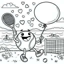 Tanzender Tennisball - Tennis, Malbuch, Kinder, Sommer, Seeufer