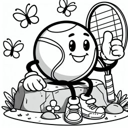 Fröhlicher Spielfreund - Tennis, Ausmalbild, Kreativität, Schmetterlinge, Farbenfroh