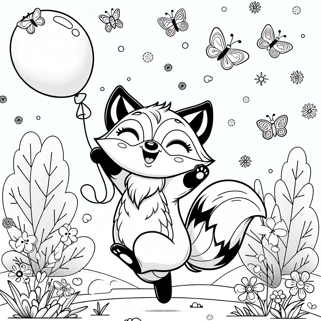 Fröhliches Tier springt munter - Fuchs, Ballon, Schmetterling, Wiese, Winterspaß