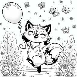 Fröhliches Tier springt munter - Fuchs, Ballon, Schmetterling, Wiese, Winterspaß