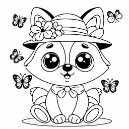 Verspielter Hutzauber – Tags: Fuchs, Schmetterlinge, Ausmalbild, Kreativität, Wildnis