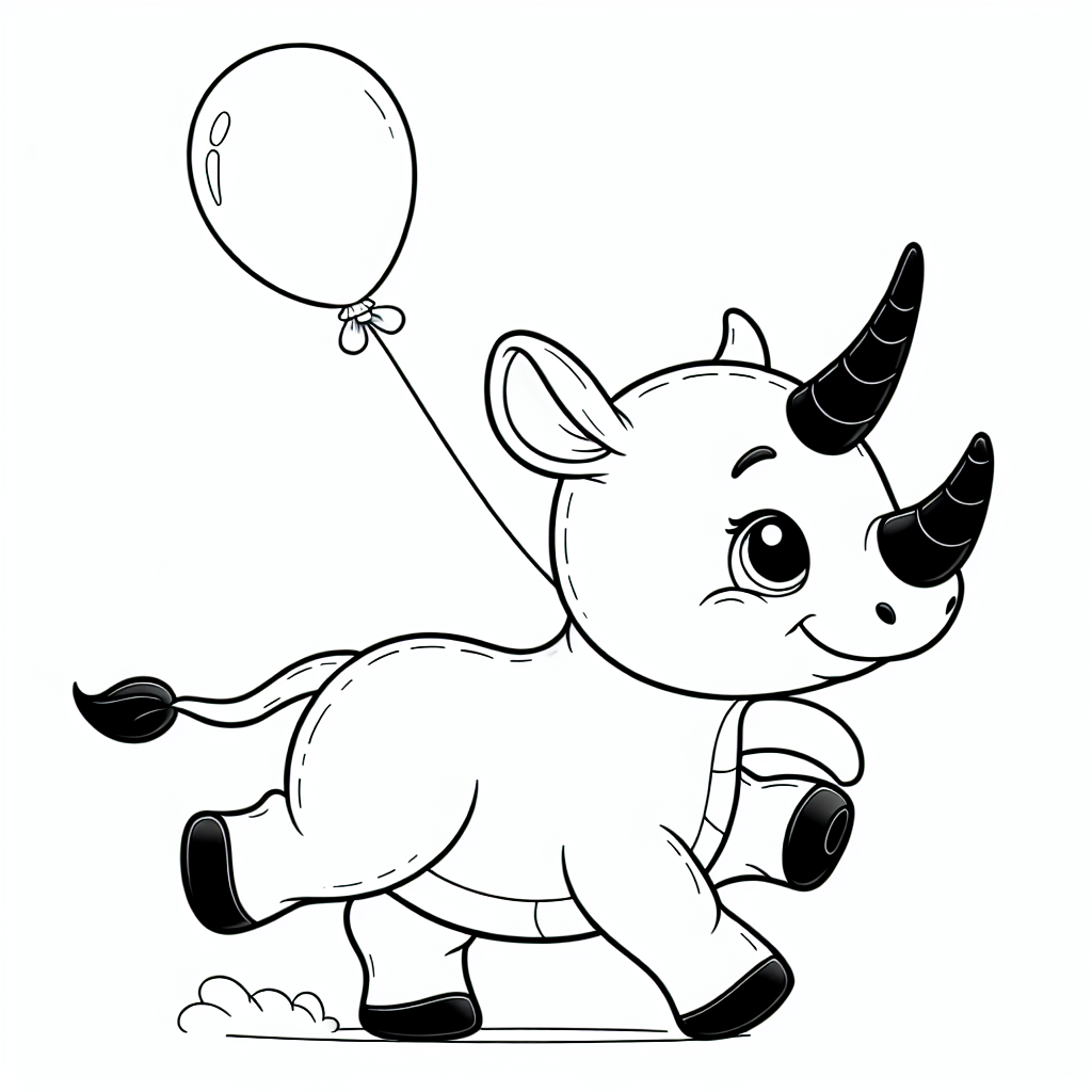 Ruhiger Ballonfreund - Ausmalbild, Tiere, Wildnis, Pfoten, Cartoon-Stil