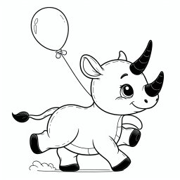 Ruhiger Ballonfreund - Ausmalbild, Tiere, Wildnis, Pfoten, Cartoon-Stil