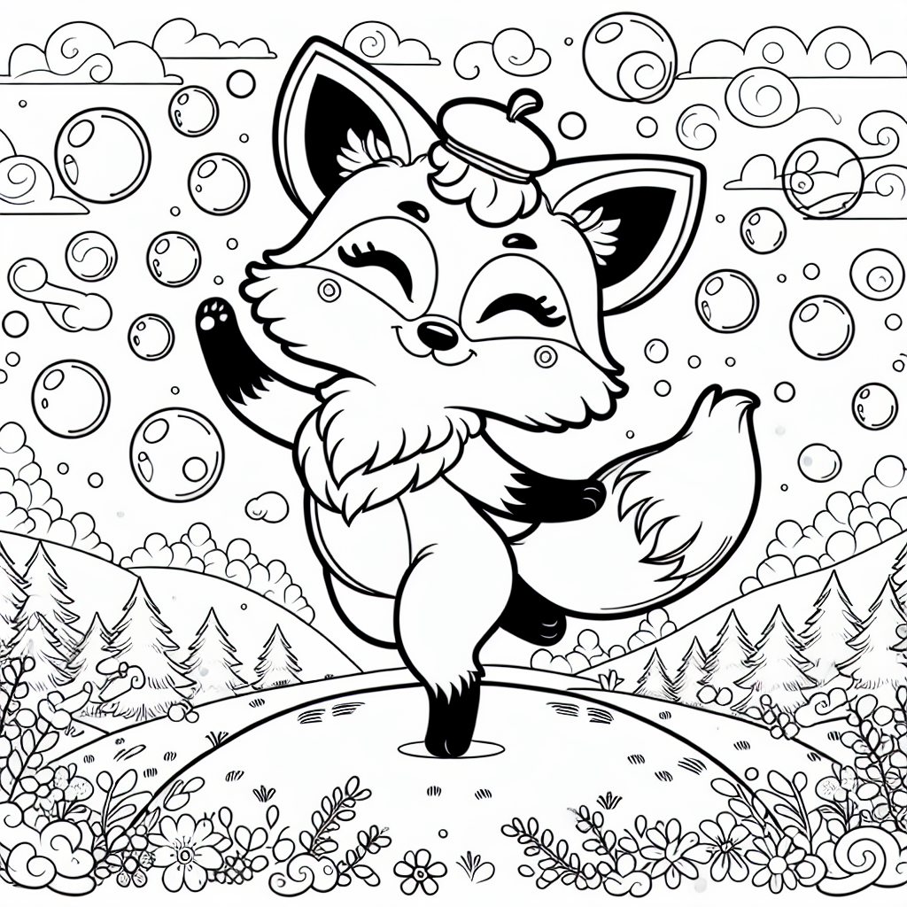 Fröhliches Tier auf Frühlingshügel - Fuchs, Frühling, Tanzen, Waldlandschaft, Farbenfroh