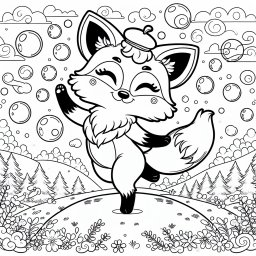 Fröhliches Tier auf Frühlingshügel - Fuchs, Frühling, Tanzen, Waldlandschaft, Farbenfroh