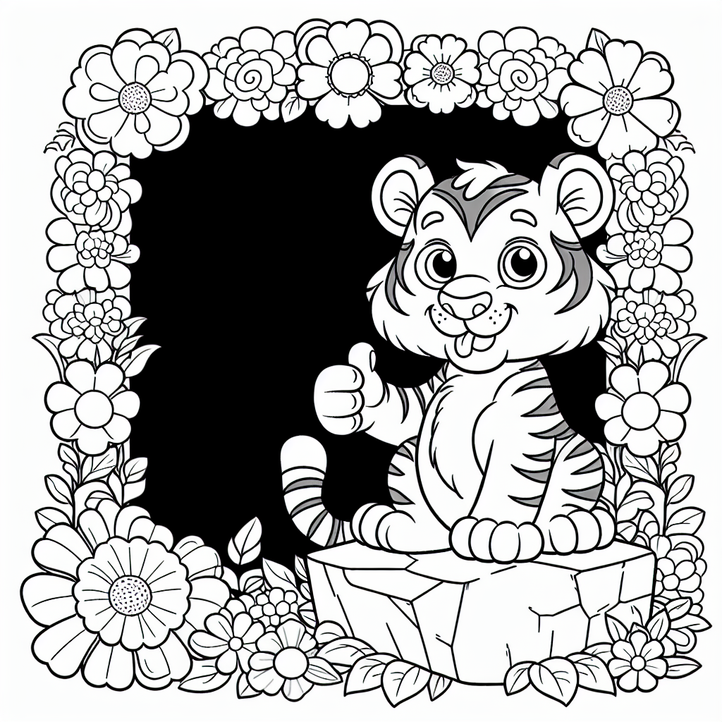 Freundlicher Tigergruß - Tags: #Tiger #Ausmalbild #Kreativität #Kinder #Malspaß