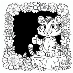 Freundlicher Tigergruß - Tags: #Tiger #Ausmalbild #Kreativität #Kinder #Malspaß