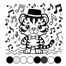 Neugieriger Tigerhut - Tags: Tiger, Ausmalen, Dschungel, Musik, Abenteuer.
