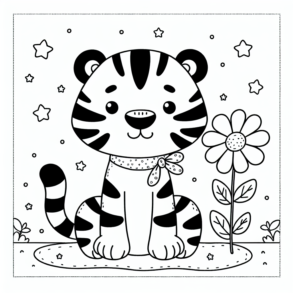 Lieber Blumetiger - Tiger, Ausmalbild, Kreativität, Kinder, Farben
