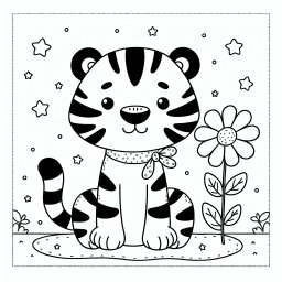 Lieber Blumetiger - Tiger, Ausmalbild, Kreativität, Kinder, Farben