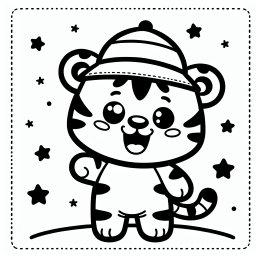 Lustiger Sternentiger - Tags: #KreativerTiger #MalenMitFantasie #TigerImHut #BunteStreifen #TierischKreativ