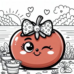 Witzige Winktomate - Illustration, Frühling, Seeufer