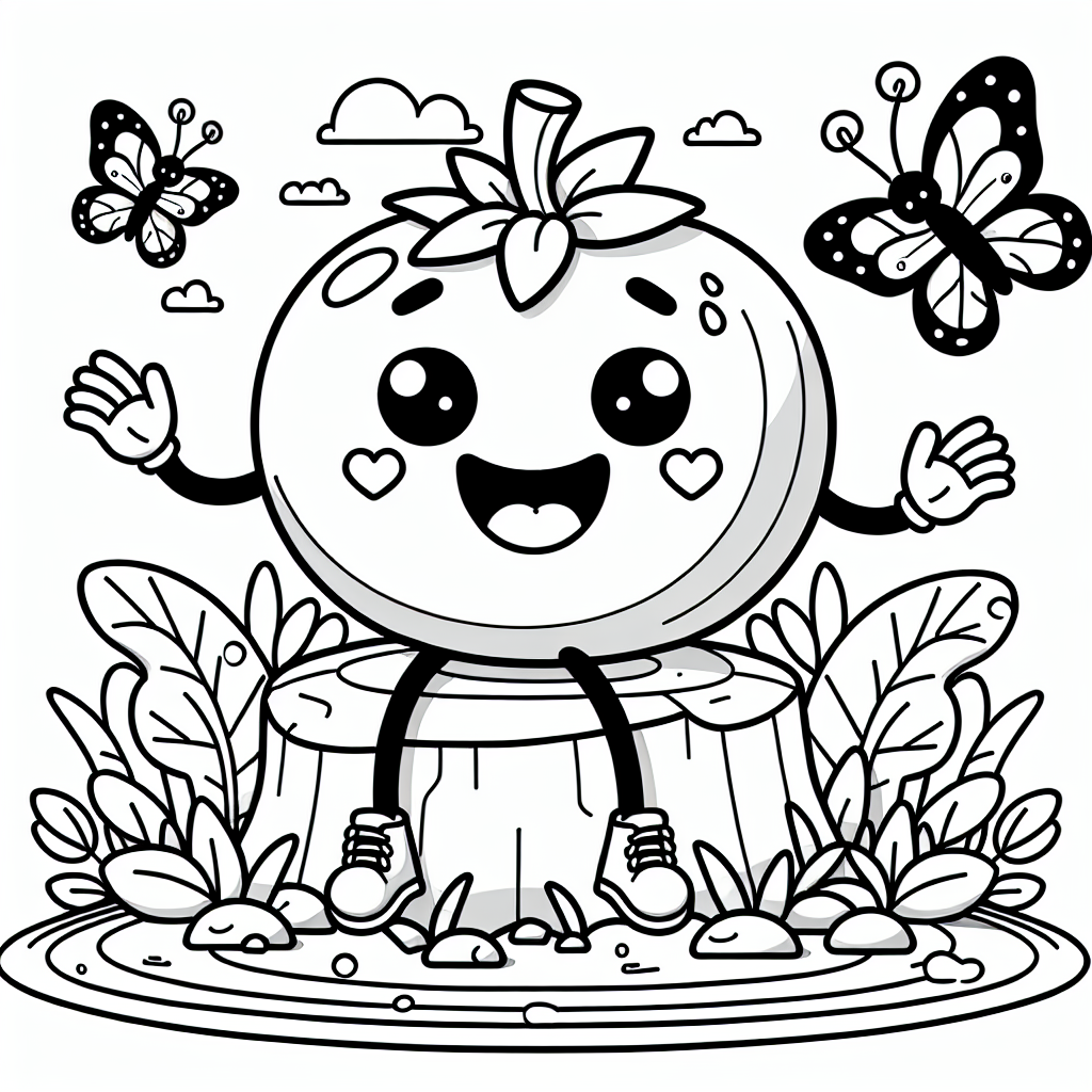Fröhliche Felsentomate - Tags: #Tomate #Gartenfreunde #Schmetterlinge #Abenteuer #Ausmalspaß