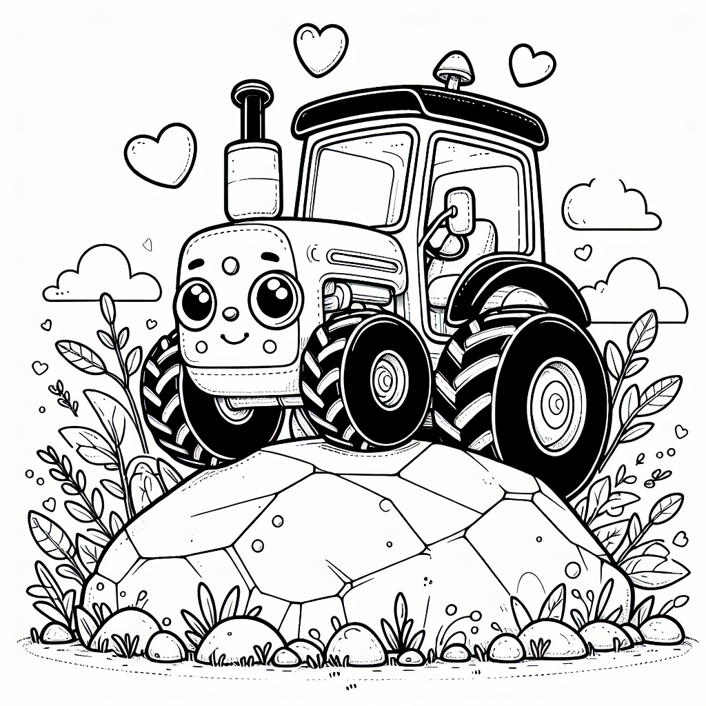 Willkommen auf dem magischen Bauernhof, wo ein neugieriger kleiner Traktor etwas ganz Besonderes entdeckt hat! Auf einem Felsen sitzend, umgeben von funkelnden Herzen, fragt sich unser kleiner Held, welche Abenteuer als Nächstes auf ihn warten. Seine robusten Reifen sind bereit, jedes Feld zu erkunden, während sein lenkbares Lenkrad auf neue Entdeckungen hinweist.
Aber Moment mal, was macht dieser Traktor so neugierig? Vielleicht hat er gehört, dass sein Freund, der Anhänger, voller Überraschungen steckt! Wird er einen Korb voller bunter Blumen finden oder eine Ladung knallbunter Früchte, die darauf warten, auf dem Bauernhof verteilt zu werden? Die klaren, schwarzen Linien dieser Ausmal-Illustration sind bereit, von kleinen Künstlern mit Farben zum Leben erweckt zu werden. Welche Farben wirst du wählen, um diesen Traktor zum Strahlen zu bringen?
Und hier kommt das Rätsel: Was hat vier große Räder, zieht oft einen Anhänger und hilft auf dem Bauernhof fleißig mit? Tipp: Er liebt es, Felder zu befahren und Abenteuer zu erleben!