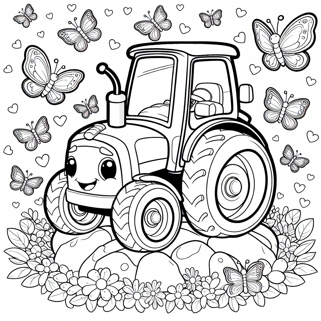 Auf einem sonnigen Bauernhof gab es einen fröhlichen Traktor namens Tobi. Tobi war nicht irgendein Traktor; er liebte Abenteuer und träumte davon, eines Tages die Welt zu erkunden. Jeden Morgen half er Bauer Max, das Feld zu bestellen, Strohballen zu transportieren und den Anhänger mit frischem Gemüse zu beladen. Aber heute war etwas Besonderes: Tobi machte eine Pause auf einem großen Felsen am Rande des Feldes, um die Aussicht zu genießen.
Während er dort saß, kamen bunte Schmetterlinge angeflogen und umkreisten ihn neugierig. Tobi freute sich über die flatternden Gäste. Mit seinen großen Reifen und dem robusten Lenkrad fühlte er sich wie der König der Wiese. Die Schmetterlinge erzählten ihm von weit entfernten Blumenwiesen und geheimen Pfaden im Wald.
Tobi war begeistert und wusste, dass er eines Tages mit seinem Anhänger auf Abenteuerreise gehen würde, um all die aufregenden Orte zu entdecken, von denen die Schmetterlinge erzählten. Bis dahin freute er sich auf die täglichen Abenteuer auf dem Bauernhof und all die lustigen Momente mit seinen neuen Freunden.