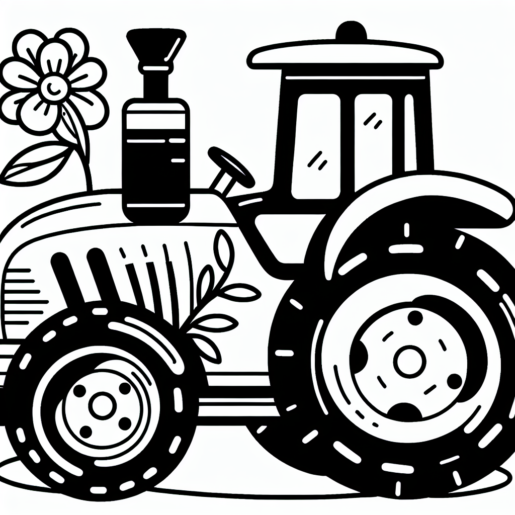Auf einem fröhlichen Bauernhof lebte einmal ein Traktor namens Timmy, der für seine strahlend gelbe Farbe bekannt war. Eines Tages, beim Pflügen des Feldes, entdeckte Timmy eine wunderschöne Blume, die ganz allein zwischen den Maispflanzen stand. Timmy war so begeistert von der Blume, dass er sie vorsichtig mit seinem Anhänger pflückte und stolz auf seiner Motorhaube platzierte.
Die anderen Bauernhofbewohner, wie die Kühe und Hühner, staunten nicht schlecht, als sie den Traktor mit der Blume sahen. "Sieht er nicht fröhlich aus?", gackerte eine Henne, während sie dem Traktor auf dem Feld zusah. Timmys Reifen knirschten fröhlich über den Boden, während er seine Runden drehte. Sein Lenkrad vibrierte leicht vor Freude.
Während die Malvorlage von Timmy ausgemalt wird, kannst du deiner Kreativität freien Lauf lassen: Vielleicht malst du die Blume in leuchtendem Rot oder die Reifen in einem kräftigen Schwarz. Und wer weiß, vielleicht bekommt der Himmel hinter Timmy einen Regenbogen? Die dicken schwarzen Linien helfen dir dabei, die Farben genau dort zu platzieren, wo du sie haben möchtest.
Am Ende des Tages war Timmy der stolzeste Traktor im ganzen Land - und dank deiner Farben auch der bunteste!