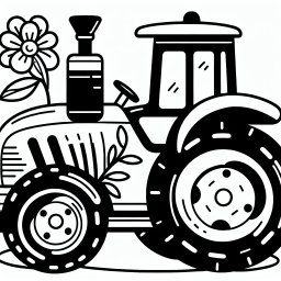 Glückstraktor-Blüte – #Traktor #Bauernhof #Ausmalbild #Blume #Kreativität