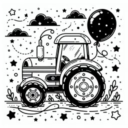Fröhlicher Flitzer – Tags: Traktor, Bauernhof, Ausmalbild, Kinder, Feld