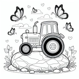 fröhlicher Felsbeweger – Tags: #Traktor #Bauernhof #Kreativität #Ausmalen #Schmetterlinge