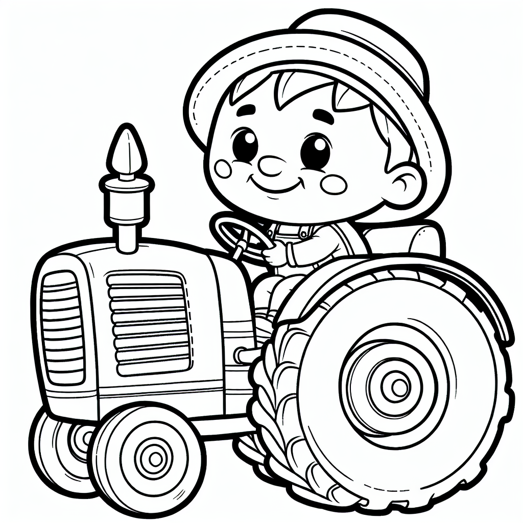 Es war einmal ein fröhlicher Traktor namens Timmy, der auf einem charmanten kleinen Bauernhof lebte. Timmy war kein gewöhnlicher Traktor - er trug einen schicken Hut, der ihm von einem reisenden Vogelscheuchen-Designer geschenkt wurde. Jeden Morgen, wenn die Sonne über den Feldern aufging, summte Timmy vergnügt und bereitete sich auf einen weiteren ereignisreichen Tag vor.
Auf dem Bauernhof half Timmy dem Bauern Paul, indem er die schweren Anhänger voll mit knackigem Gemüse über die holprigen Feldwege zog. Seine großen, robusten Reifen meisterten jede Herausforderung, während sein Lenkrad kichernd knarzte, als er um die Ecken sauste. Timmys liebste Aufgabe war es, die Felder zu pflügen, wo er fröhlich durch die Erde fuhr und die anderen Traktoren mit seinem modischen Hut beeindruckte.
Wenn du Timmy ausmalst, kannst du ihm einen bunten Hut verpassen - vielleicht ein leuchtendes Blau oder ein freches Rot? Vergiss nicht, die Reifen schwarz und den Himmel strahlend blau zu färben, während das Gemüse in saftigen Grüntönen leuchtet. Lass deiner Fantasie freien Lauf und mach Timmy zum fröhlichsten Traktor weit und breit!