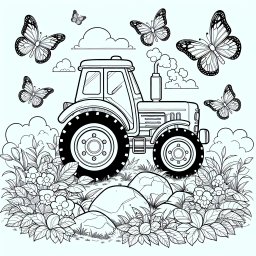 Aufgeregter Felsflieger – #Traktor, #Bauernhof, #Abenteuer, #Ausmalspaß, #Schmetterlinge