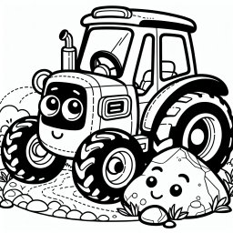 Neugier-Felsfahrer – Tags: #Traktor #BauernhofAbenteuer #KinderKreativität #FahrzeugAusmalbild #ComicAusmalen