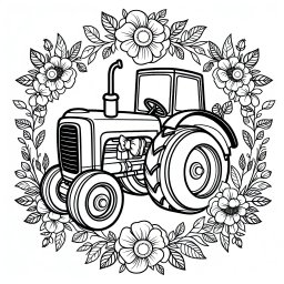 Verspielter Pflugling – Tags: Traktor, Bauernhof, Ausmalbild, Blumen, Kinderzeichnungen