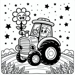 Aufgeregter Blütenfreund – Tags: #Traktor #Bauernhof #Ausmalbild #Feld #Kreativität