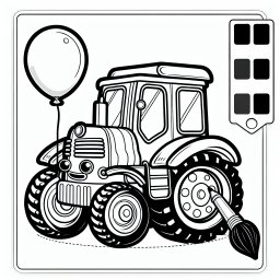fröhlicher Ballonführer – Tags: #TraktorAbenteuer #BauernhofSpaß #LuftballonFantasie #KinderAusmalbild #KreativesTräumen