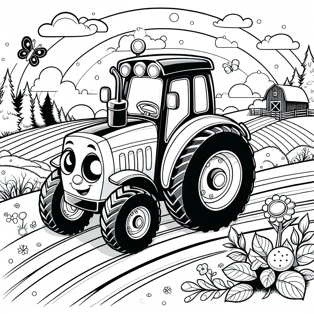 Traktor trifft Träume - Traktor, Bauernhof, Feldarbeit, Anhänger ziehen, Winterabend, Lächelnder Traktor