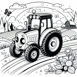 Traktor trifft Träume - Traktor, Bauernhof, Feldarbeit, Anhänger ziehen, Winterabend, Lächelnder Traktor