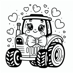 Neugieriger Herztraktor – Tags: Traktor, Bauernhof, Ausmalen, Kreativität, Spaß