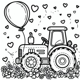 Herzflotte Traktor – #Traktor, #Bauernhof, #Herzluftballon, #Ausmalspaß, #Feldabenteuer