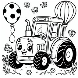 aufgeregter luftfreund – Tags: Traktor, Bauernhof, Feld, Luftballons, Schmetterlinge