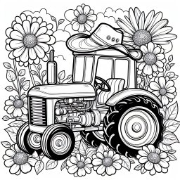 Fröhlicher Huttraktor – #Traktor, #Bauernhof, #Ausmalbild, #Kinderkreativität, #Abenteuer