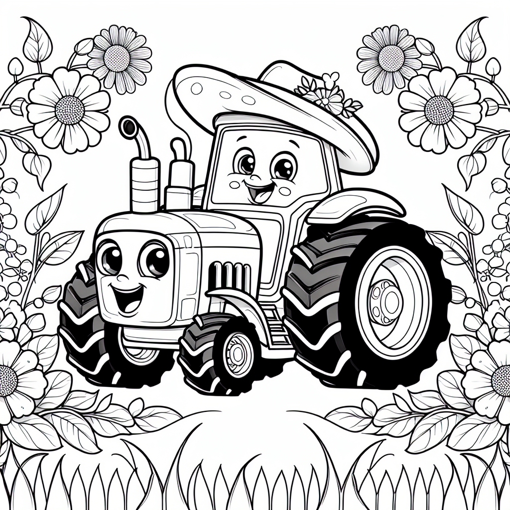 Willkommen in der fröhlichen Welt des Ausmalens! Heute haben wir ein besonderes Bild für euch: Ein aufgeregter Traktor mit einem lustigen Hut, umgeben von wunderschönen Blumen. Dieser Traktor ist nicht nur ein gewöhnlicher Traktor, er liebt es, auf dem Bauernhof rumzudüsen und Abenteuer auf dem Feld zu erleben!
Mit seinen großen Reifen und dem glänzenden Lenkrad wartet er nur darauf, dass ihr ihn mit leuchtenden Farben zum Leben erweckt. Vielleicht malt ihr seinen Hut in leuchtendem Rot und die Blumen in allen Farben des Regenbogens. Vergesst nicht, auch an den Anhänger zu denken, der hinter ihm herfährt - vielleicht in einem strahlenden Gelb?
Kinder lieben es, mit kräftigen Farben zu experimentieren, also schnappt euch eure Stifte und lasst eurer Fantasie freien Lauf. Ob der Traktor grün, blau oder orange wird, liegt ganz bei euch! Dieses simple Design mit fetten Umrissen ist ideal für kleine Künstler, die gerade erst anfangen, ihre kreativen Fähigkeiten zu entdecken.
Also, macht euch bereit für eine kunterbunte Bauernhoffahrt!