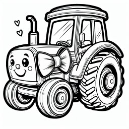 fröhlicher Schlepper – Tags: Traktor, Bauernhof, Ausmalspaß, Kinder, Kreativität.