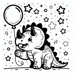 Fröhlicher Tricasaur – #Dinosaurier, #Triceratops, #Ausmalspaß, #Kinderkreativität, #Urzeitabenteuer