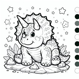 lustiger Sternsaurier – Tags: Triceratops, Dinosaurier, Ausmalen, Pflanzenfresser, Urzeitwald