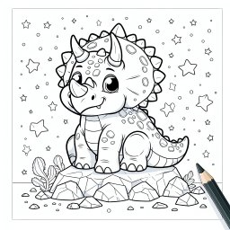 Schmunzel-Saurier – #Dinosaurier #Triceratops #Fantasiewelt #Urzeit #Ausmalbild