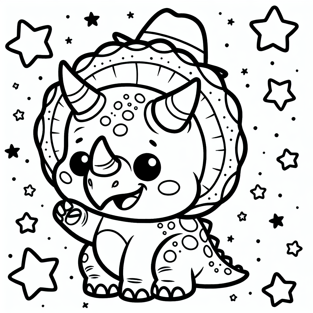 Fröhlicher Hutsaurier - Tags: #Triceratops #Dinosaurier #Malspaß #KreativitätFördern